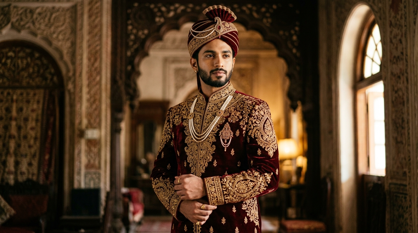 One majestic portrait of a young man in traditional regalia.